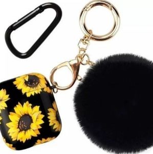 Black Sunflower Airpod Keychain Case
